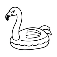 Flamingo Pool Float Vector Illustration For Coloring Pages Or Summer Designs