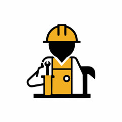 Worker with helmet vector, simple safety icon