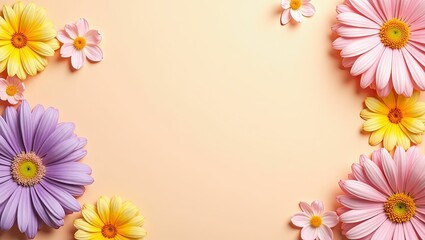 Naklejka premium Pastel colored floral border background