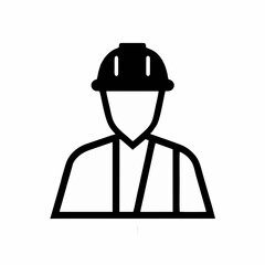 Worker with helmet vector, simple safety icon