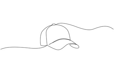Man hat cap continuous one line drawing vector illustration, Continuous line drawing outdoor cap for man illustration vector isolated.