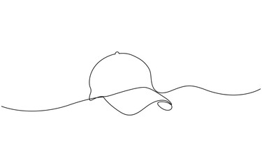 Man hat cap continuous one line drawing vector illustration, Continuous line drawing outdoor cap for man illustration vector isolated.