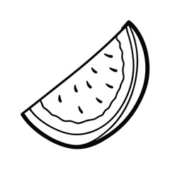 Vector Watermelon Slice Outline Black And White Summer Fruit Illustration