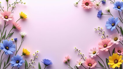 Pastel floral border background image
