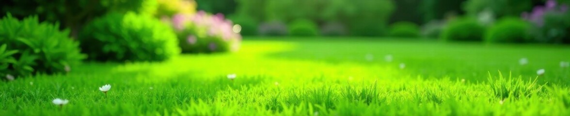 Obraz premium Lush, vibrant green lawn, perfectly manicured , garden, natural