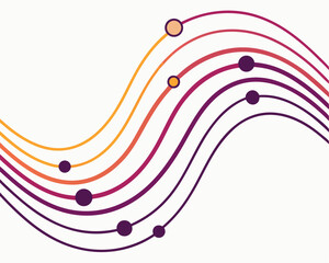 Abstract Colorful Wave Lines Vector with Decorative Dots Design.