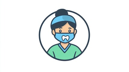 Obraz premium Dentist wears a mask in the hospital for treatment. Healthcare illustration used in medical brochures