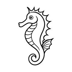 Stylized Seahorse Outline Illustration For Coloring Books And Creative Projects Isolated On White