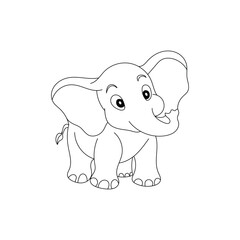 line art elephant for coloring page