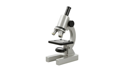 Microscope on White Background for Science and Research