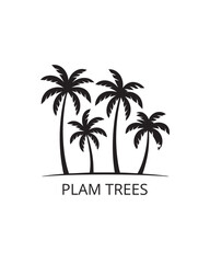 Obraz premium Black and white illustration, simple palm tree silhouettes, tropical design, minimal graphic art