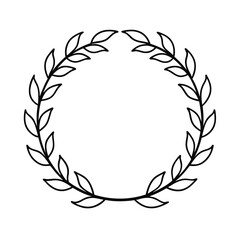 Circular Laurel Wreath Border Frame Design Element Outline