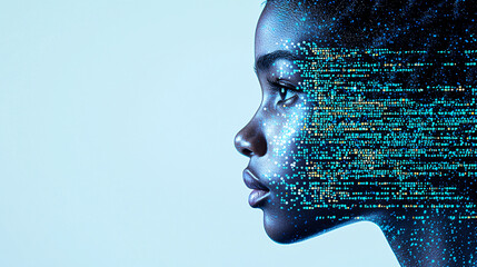 Digital Persona Profile Perspective Representation of an Individual with Data Overlay Portrait