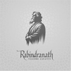 Rabindranath Tagore Jayanti Social Media Creative Solid Silhouette Design

