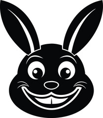 vector illustration of a cartoon rabbit wearing sunglass, black and white rabbit symbol, cute rabbit silhouette vector. 