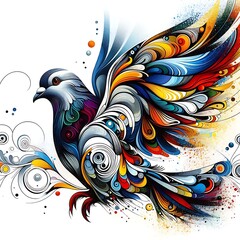 Obraz premium Colorful abstract bird illustration with artistic feathers