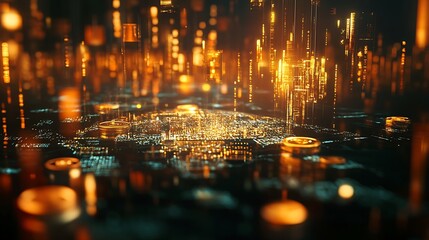 Obraz premium Bitcoin coin wealth rising chart financial future digital growth success image