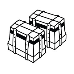 Isolated Line Art Icon Illustration Two Classic Leather Chests