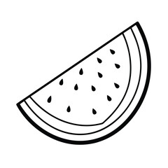 Black And White Watermelon Slice Icon With Seeds Simple Food Illustration