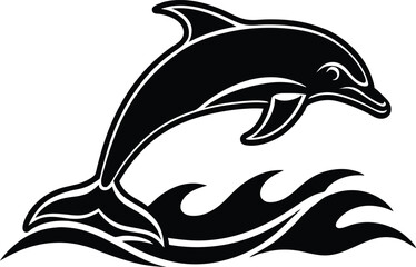 vector illustration of a dolphin, dolphin vector illustration, silhouette of a dolphin jumping, happy face reaction dolphin cartoon character head icon, outlined vector of jumping dolphin.