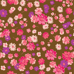 textile design bright background solid abstract simple small chamomile flower pattern, all-over seamless vector motif with red and orange tone color illustration digital image printing factory
