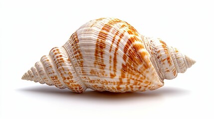 Obraz premium Detailed view of a spiral seashell against a plain white background.