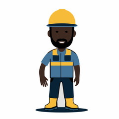 Vector worker with hard hat, full body illustration