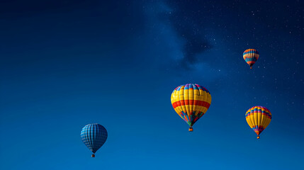 Fototapeta premium Colorful Hot Air Balloons Against Night Sky