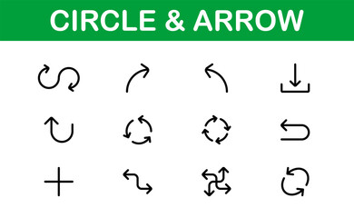 Modern Circle and Arrow Icon Set Vector Illustration. Featuring Dynamic Shapes and Directional Symbols Perfect for Navigation and Flow Designs.