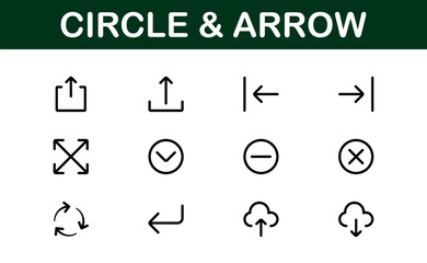 Modern Circle and Arrow Icon Set Vector Illustration. Featuring Dynamic Shapes and Directional Symbols Perfect for Navigation and Flow Designs.