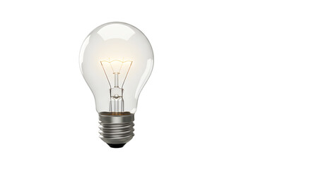 Glowing Light Bulb on White Background