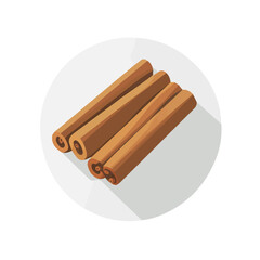 A Very Simple flat 2D icon cinnamon isolated on a white background, vector, flat design, vector, animation design, simple flat 2D icon, minimalist and modern design, 2D design