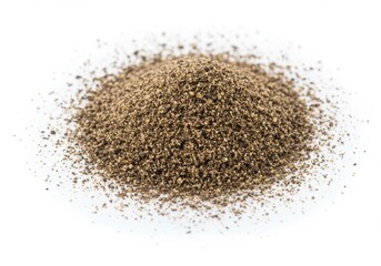 Pile of ground black pepper isolated on white background