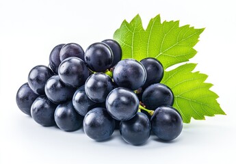 Fototapeta premium Fresh dark grapes with leaves (5)