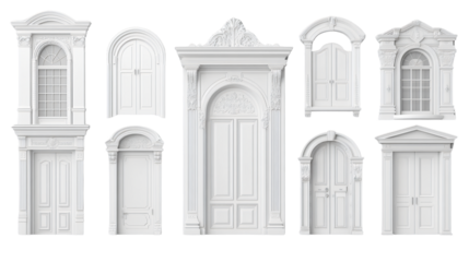 Professional 3D Render of White Doors in Various Stages of Opening