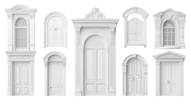 Professional 3D Render of White Doors in Various Stages of Opening