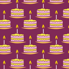 Birthday Cake Seamless Pattern Background