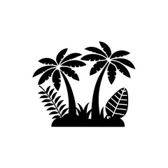 creative details Tropical forest with palm trees icon Vector Illustration