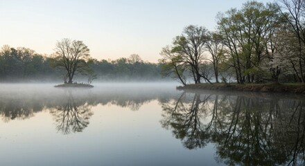 Obraz premium Calm Lake Scene With Trees Photo