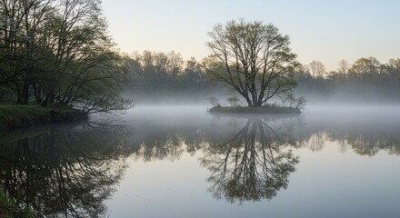 Fototapeta premium Serene Lake Reflection Photo