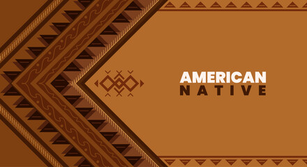 Native American Heritage Month in November. American Indian culture. Traditional Native American Tribal Pattern Background in Earth Tones for American Native Day Celebration