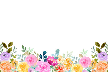 Watercolor flowers background vector for design.