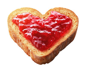 Heart-shaped toast with jam kitchen food isolated on transparent background