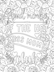 Fototapeta premium Mother's Day Coloring Pages -KDP. hand drawn vector illustration of christmas elements