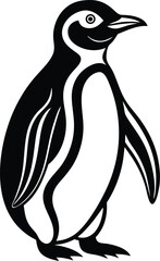 penguin cartoon character wearing sunglass, happy funny penguin wearing sunglass vector icon, cute penguin walking symbol icon, illustration of face reaction penguin silhouette on white background.