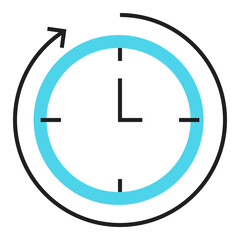 Daily Use Recommended Icon. Routine Product Usage with Clock and Arrow Symbol