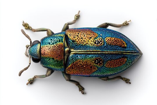 Close-up of a vibrant jewel beetle.