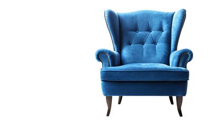 Modern Blue Chair Isolated on White Background for Furniture Showcase