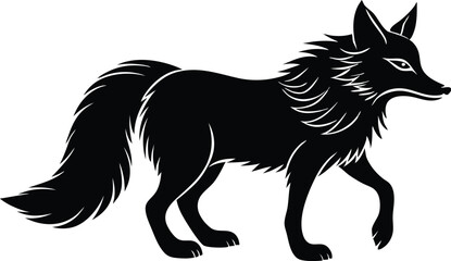 vector illustration of happy cute fox head, fox wearing sunglass silhouette vector illustration, fox walking symbol icon, heroism wearing sunglass funny fox head vector icon on white background.