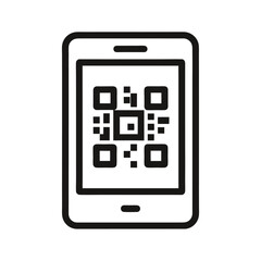 qr code on phone screen minimal line doodle icon